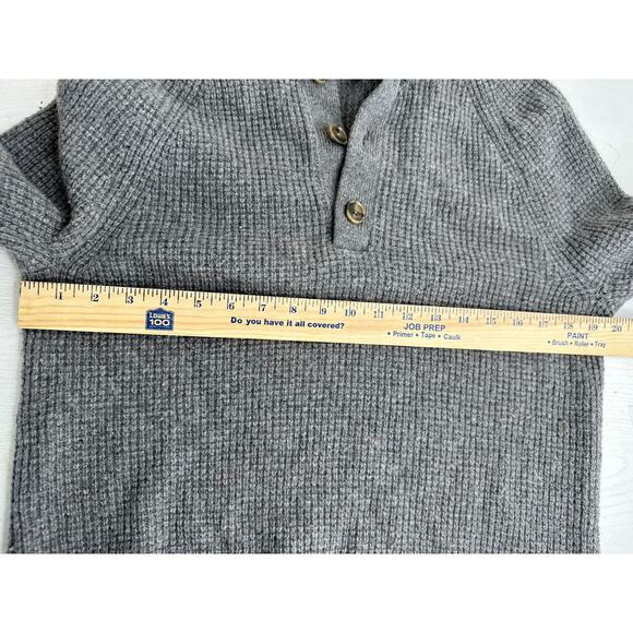 Banana Republic Gray Merino Extra Fine Wool Sweater Waffle Knit Henley Mens M - Picture 5 of 7